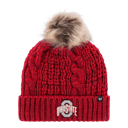 Ladies Ohio State Buckeyes 47 Brand Meeko Cuff Beanie In Scarlet - Front View