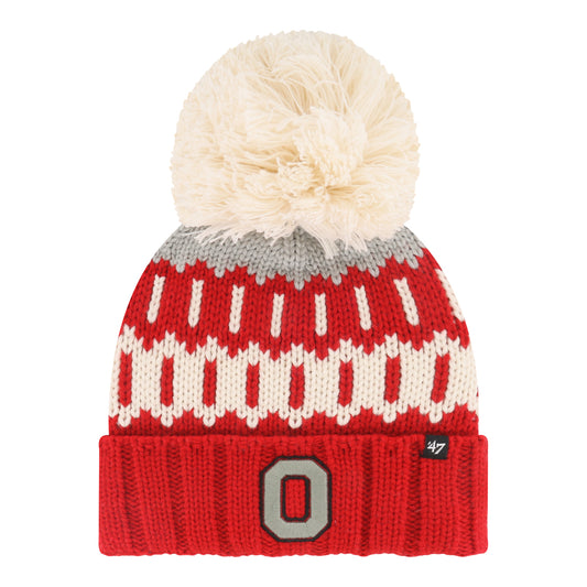 Ladies Ohio State Buckeyes 47 Brand Felicity Big Pom Knit - Front