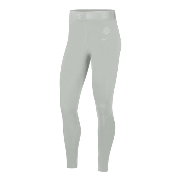 Ladies Ohio State Buckeyes Nike Tights - In Gray - Front View