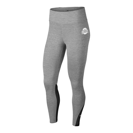 Ladies Ohio State Buckeyes Nike One Tight Pant - In Gray - Front View