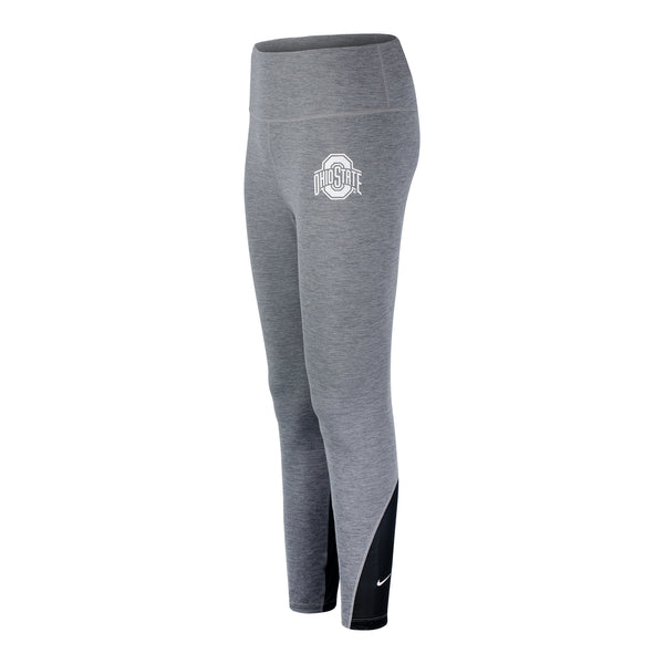 Ladies Ohio State Buckeyes Nike One Tight Pant - In Gray - Angled Left View