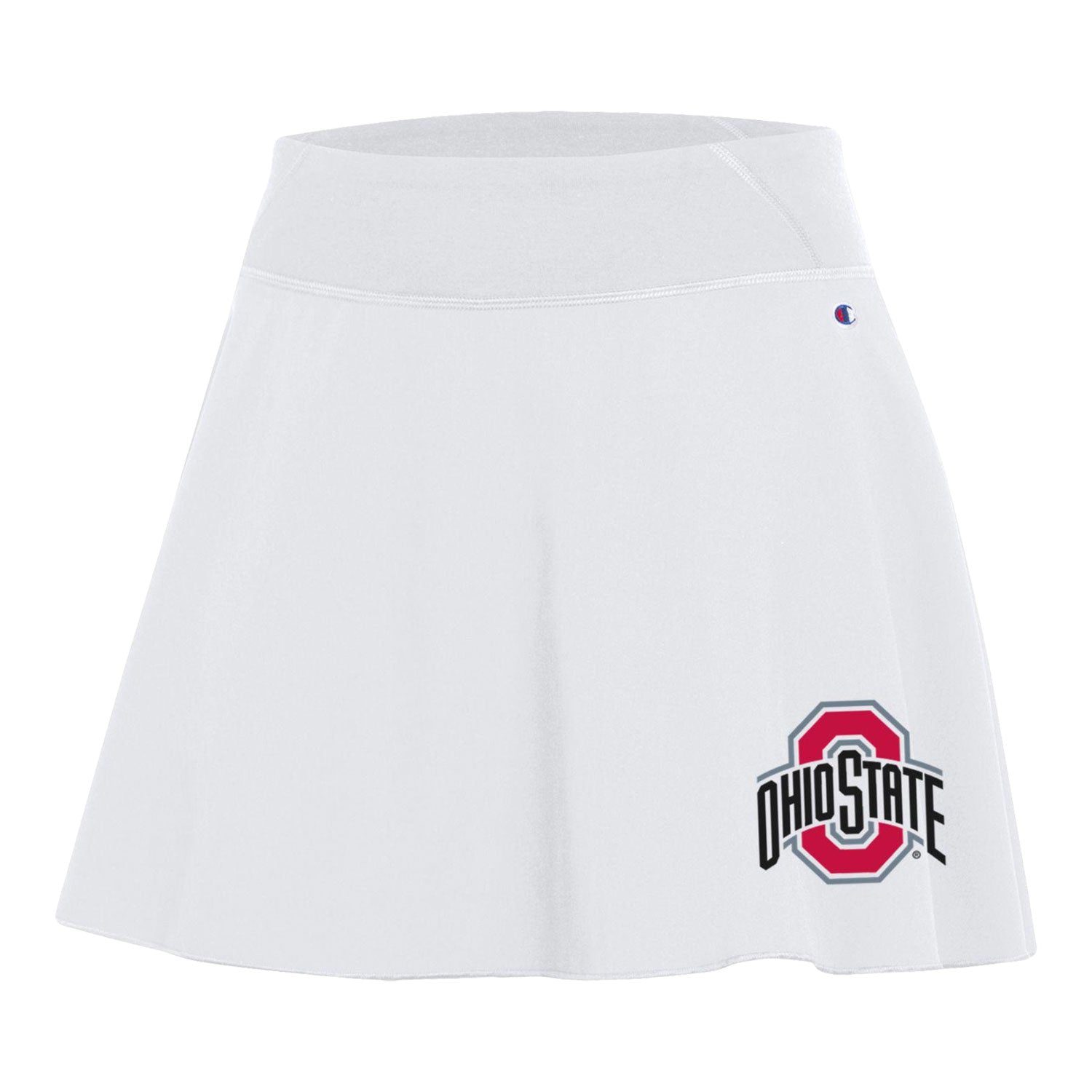 Ladies Ohio State Buckeyes White Fan Skirt - In White - Front View