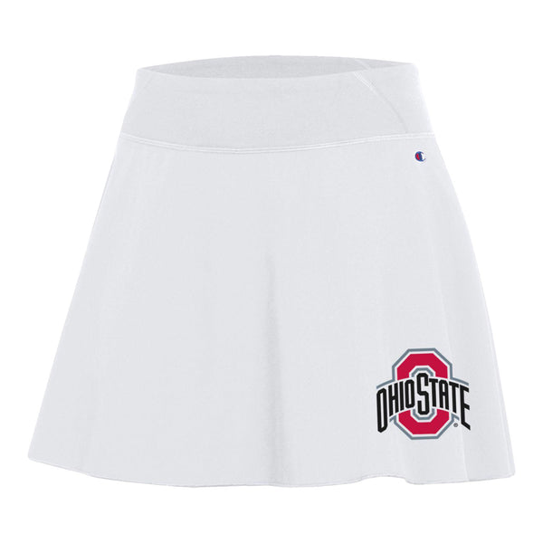 Ladies Ohio State Buckeyes White Fan Skirt - In White - Front View