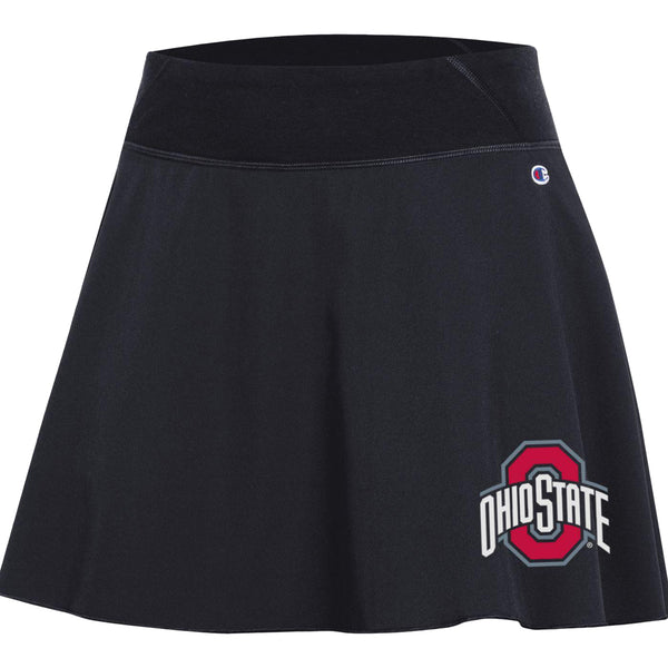 Ladies Ohio State Buckeyes Black Fan Skirt - In Black - Front View