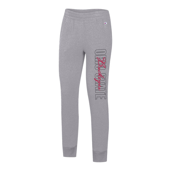 Ladies Ohio State Buckeyes Triumph Gray Fleece Jogger - In Gray - Front View