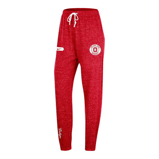 Ladies Ohio State Buckeyes Nike Gym Vintage Scarlet Jogger - Front View