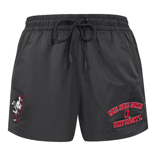 Ladies Ohio State Buckeyes Pro Standard Brutus Shorts In Black - Front View