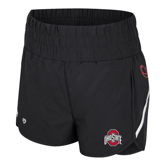 Ladies Ohio State Buckeyes Levitation High-Waisted Shorts - Front View