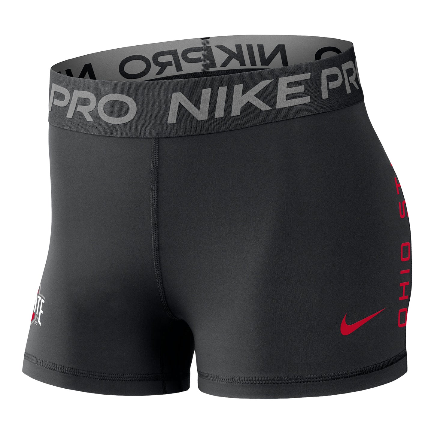 Ladies Ohio State Buckeyes Nike Pro Dri-FIT 3IN Short - Front View
