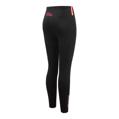 Ladies Ohio State Buckeyes Prostandard Classic Jersey Black Leggings In Black - Back Side View