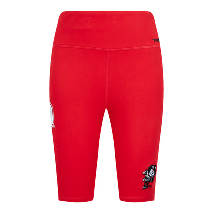 Ladies Ohio State Buckeyes Brutus Scarlet Biker Shorts In Red - Front View