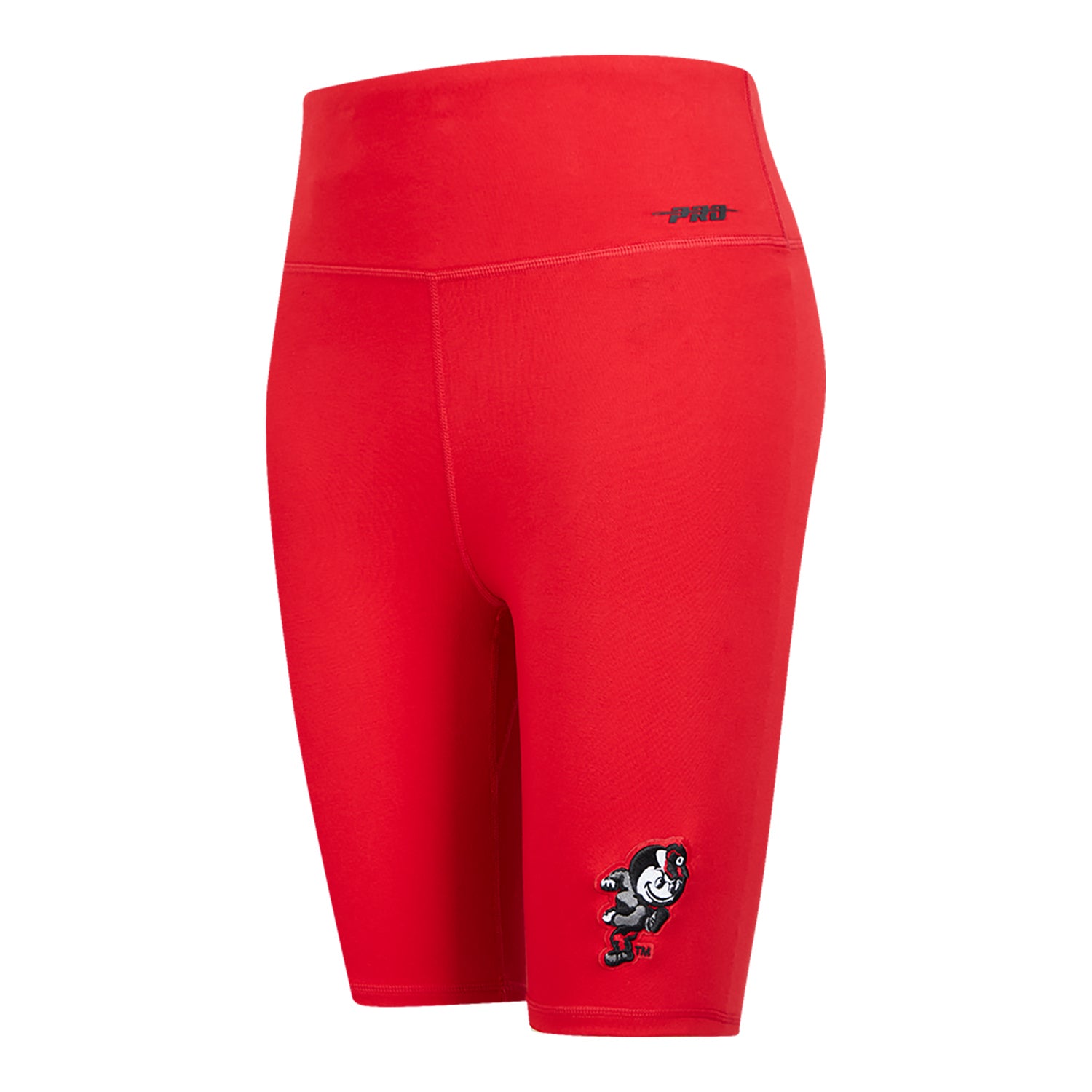 Ladies Ohio State Buckeyes Brutus Scarlet Biker Shorts In Red - Front Side View