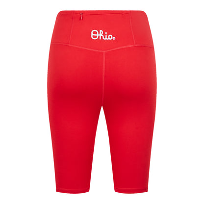 Ladies Ohio State Buckeyes Brutus Scarlet Biker Shorts In Red - Back View