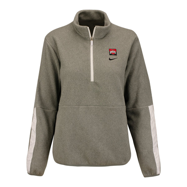 Ladies Ohio State Nike 1/2 Zip Therma Fleece - In Gray - Front View
