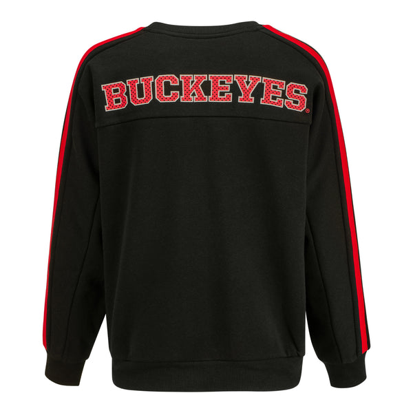 Ladies Ohio State Buckeyes Perforated O Crew Sweatshirt - In Black - Back View