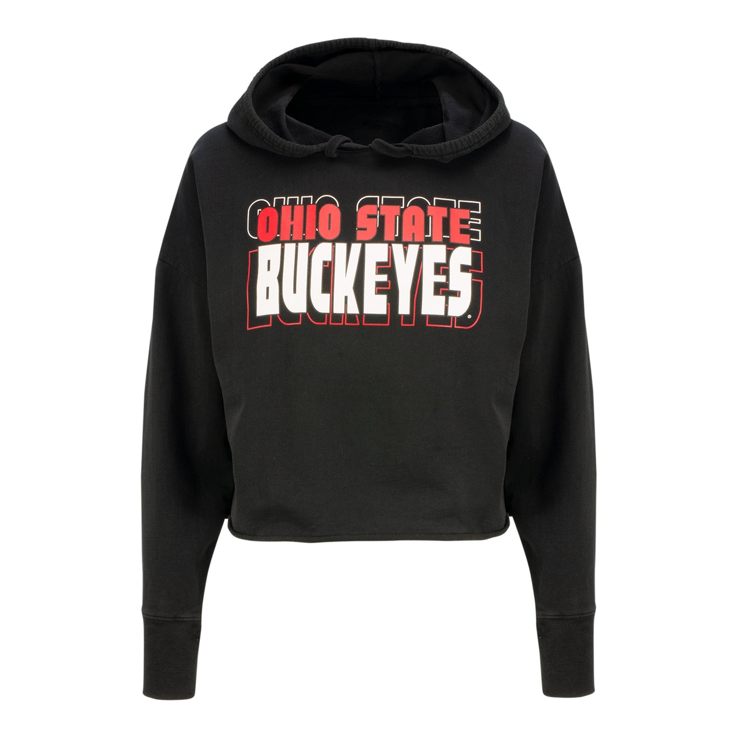 Ladies Ohio State Buckeyes Crop Black Hoodie - In Black - Front View