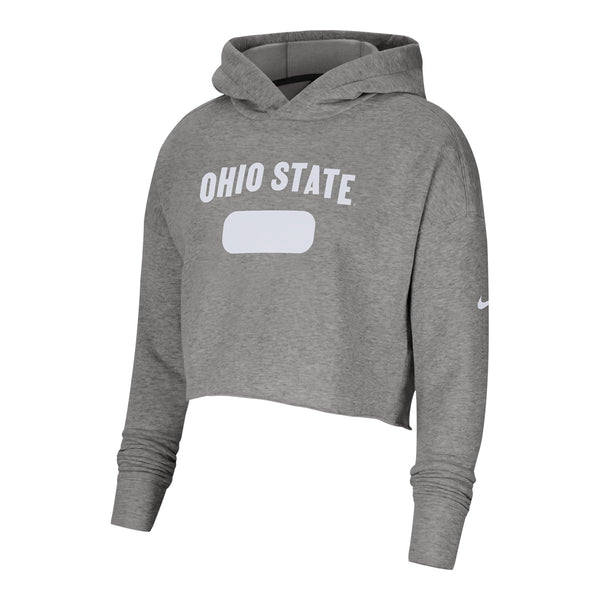 Ladies Ohio State Buckeyes Nike Crop Hood - In Gray - Front View