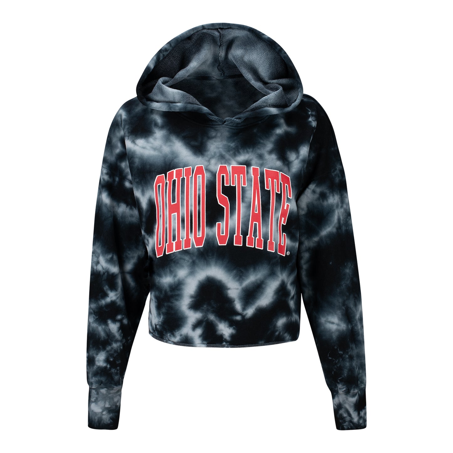 Ladies Ohio State Buckeyes Cloud Crop Hood - In Black - Front View