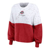 Ladies Ohio State Buckeyes Color Block Sweater - In Scarlet And White - Front View