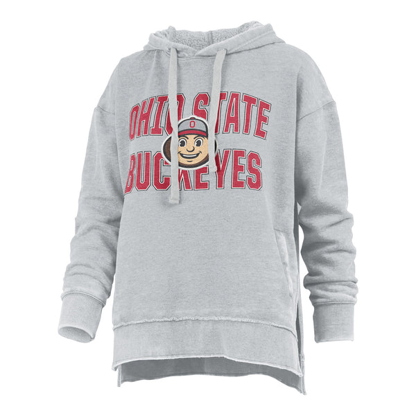 Ladies Ohio State Buckeyes Marni Vintage Gray Hood - In Gray - Front View