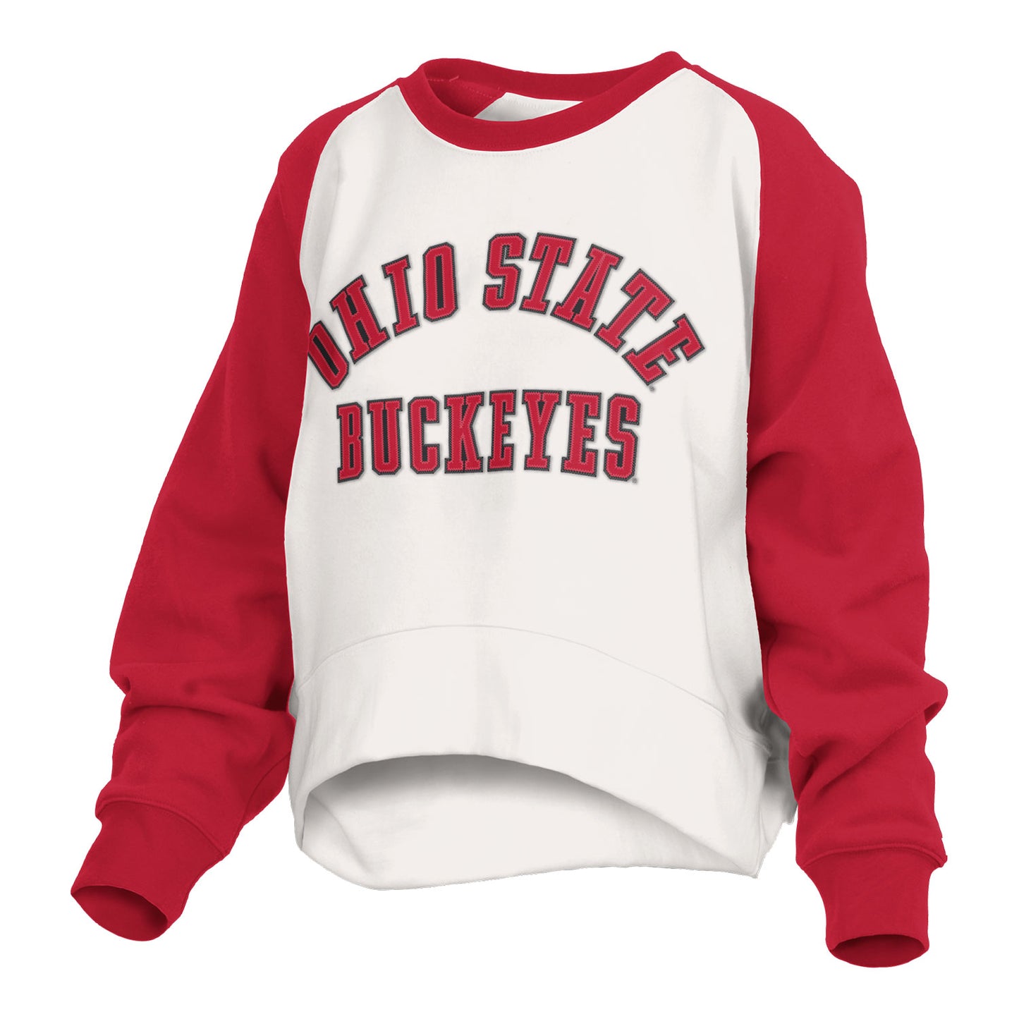 Ladies Ohio State Buckeyes Lotus Cozy Fleece White Crew - In White - Front View