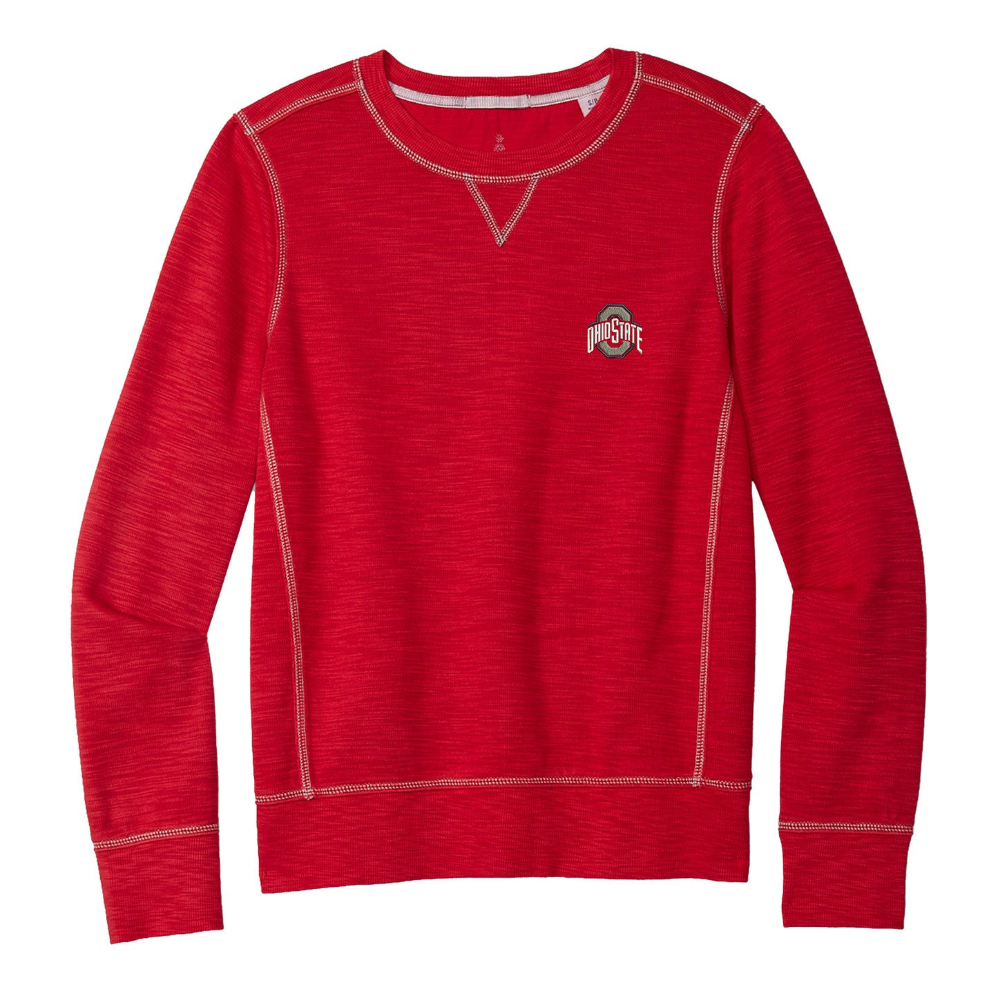 Ladies Ohio State Buckeyes Sport Tobago Bay Scarlet Crewneck Sweatshirt - In Scarlet - Front View