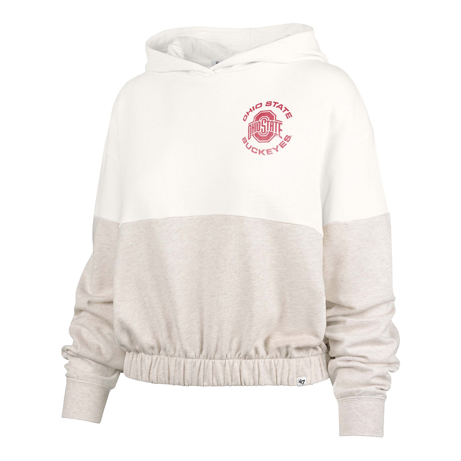 Ladies Ohio State Buckeyes Bonita Boca Terry Cream Sweatshirt - Front View