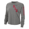 Ladies Ohio State Buckeyes Nike Heritage Boxy Gray Crew Neck T-Shirt - Front View