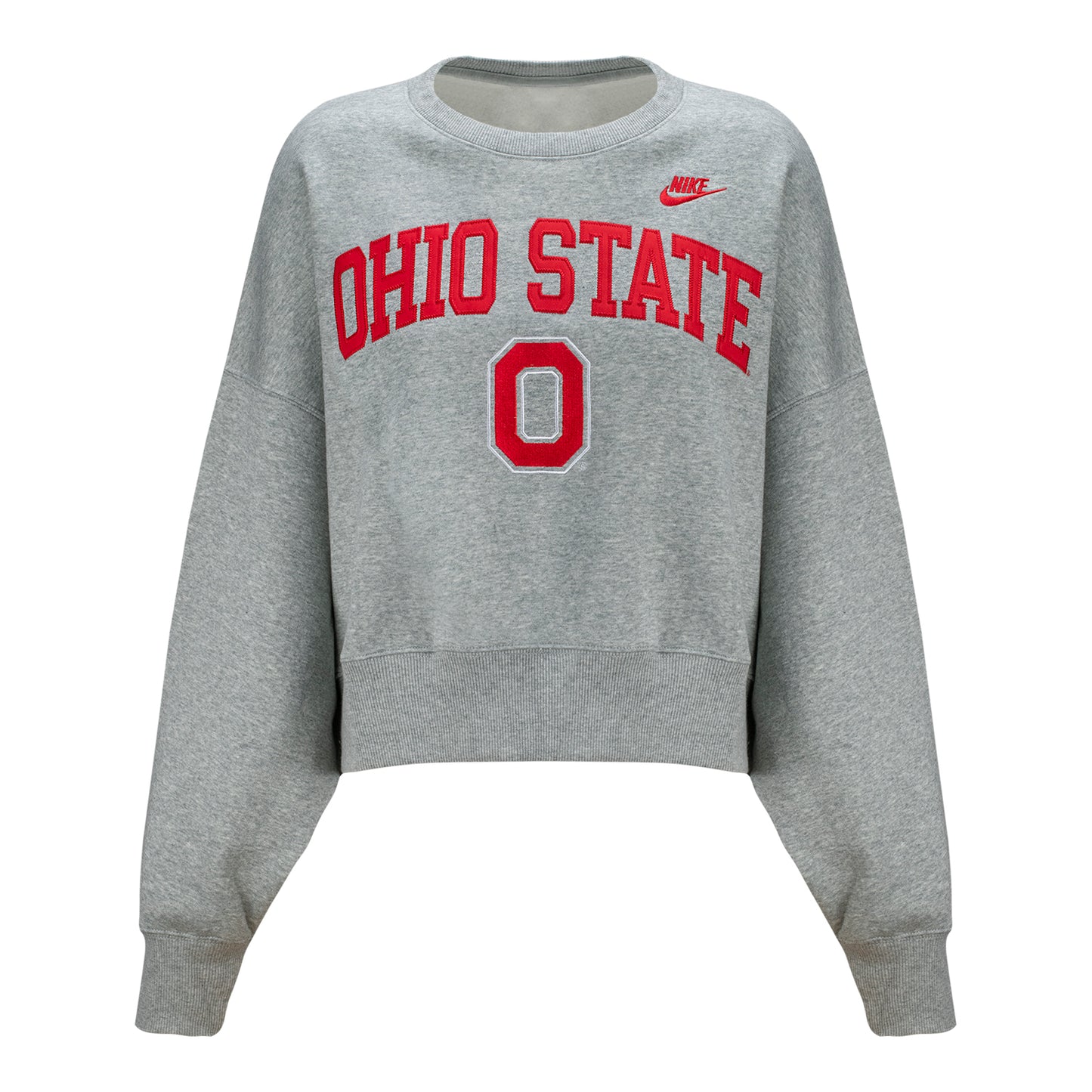 Ladies Ohio State Buckeyes Nike Retro Gray Crewneck Sweatshirt - Front View