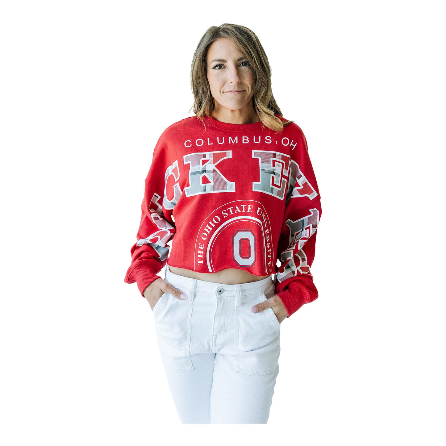 Ladies Ohio State Buckeyes Crewneck Sweatshirt - Front View