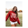 Ladies Ohio State Buckeyes Scarlet Crew Turtleneck Sweater - Modeled View