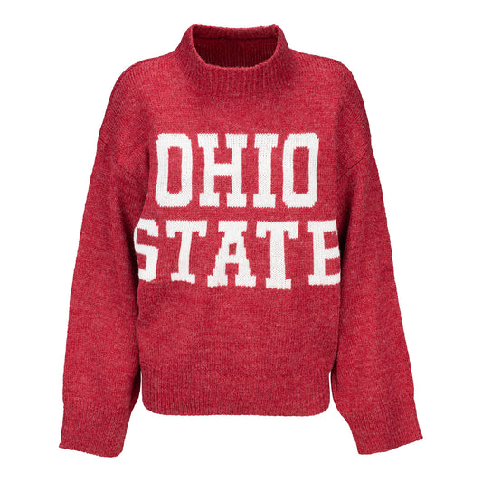 Ladies Ohio State Buckeyes Scarlet Crew Turtleneck Sweater - Main View