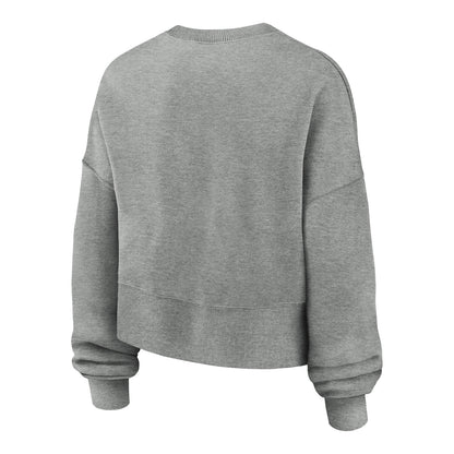 Ladies Ohio State Buckeyes Nike Wordmark Block O Crewneck Sweatshirt In Gray - Back View