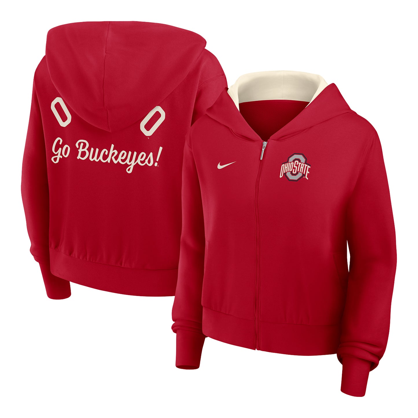 Women's Ohio State Buckeyes Nike Full Zip Hoodie - Front and Back