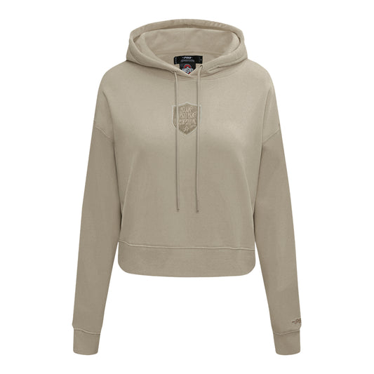 Ladies Ohio State Buckeyes Prostandard Primary Logo Our Honor Defend Crewneck Sweatshirt In Tan - Front View