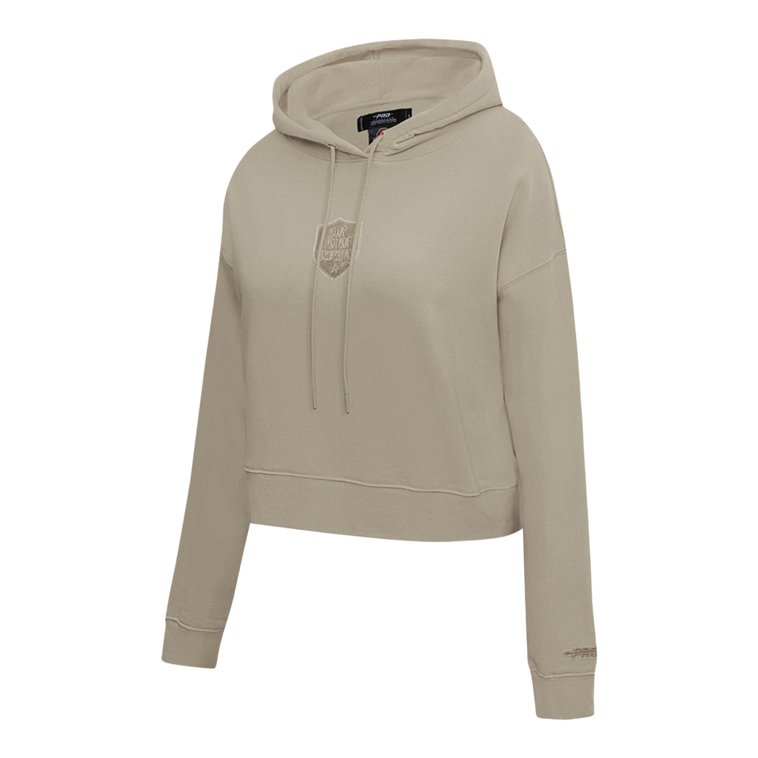 Ladies Ohio State Buckeyes Prostandard Primary Logo Our Honor Defend Crewneck Sweatshirt In Tan - Front Side View