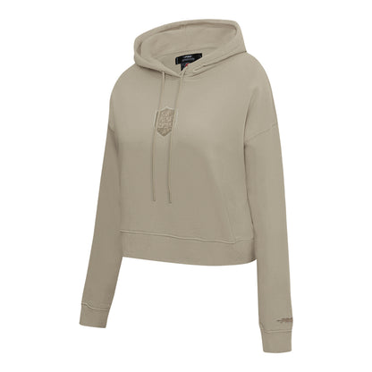 Ladies Ohio State Buckeyes Prostandard Primary Logo Our Honor Defend Crewneck Sweatshirt In Tan - Front Side View