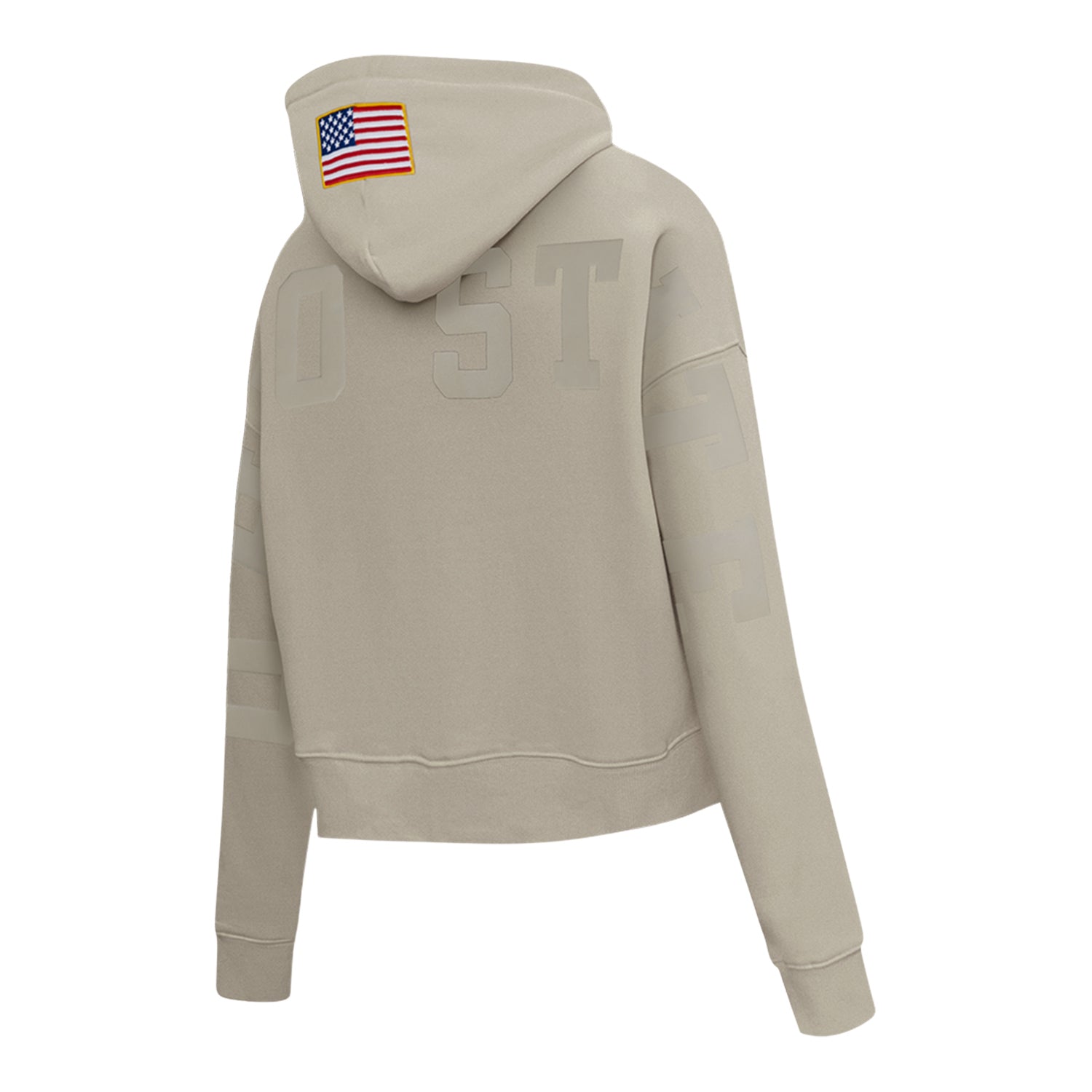 Ladies Ohio State Buckeyes Prostandard Primary Logo Our Honor Defend Crewneck Sweatshirt In Tan - Back Side View
