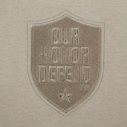 Ladies Ohio State Buckeyes Prostandard Primary Logo Our Honor Defend Crewneck Sweatshirt In Tan - OHD Patch View