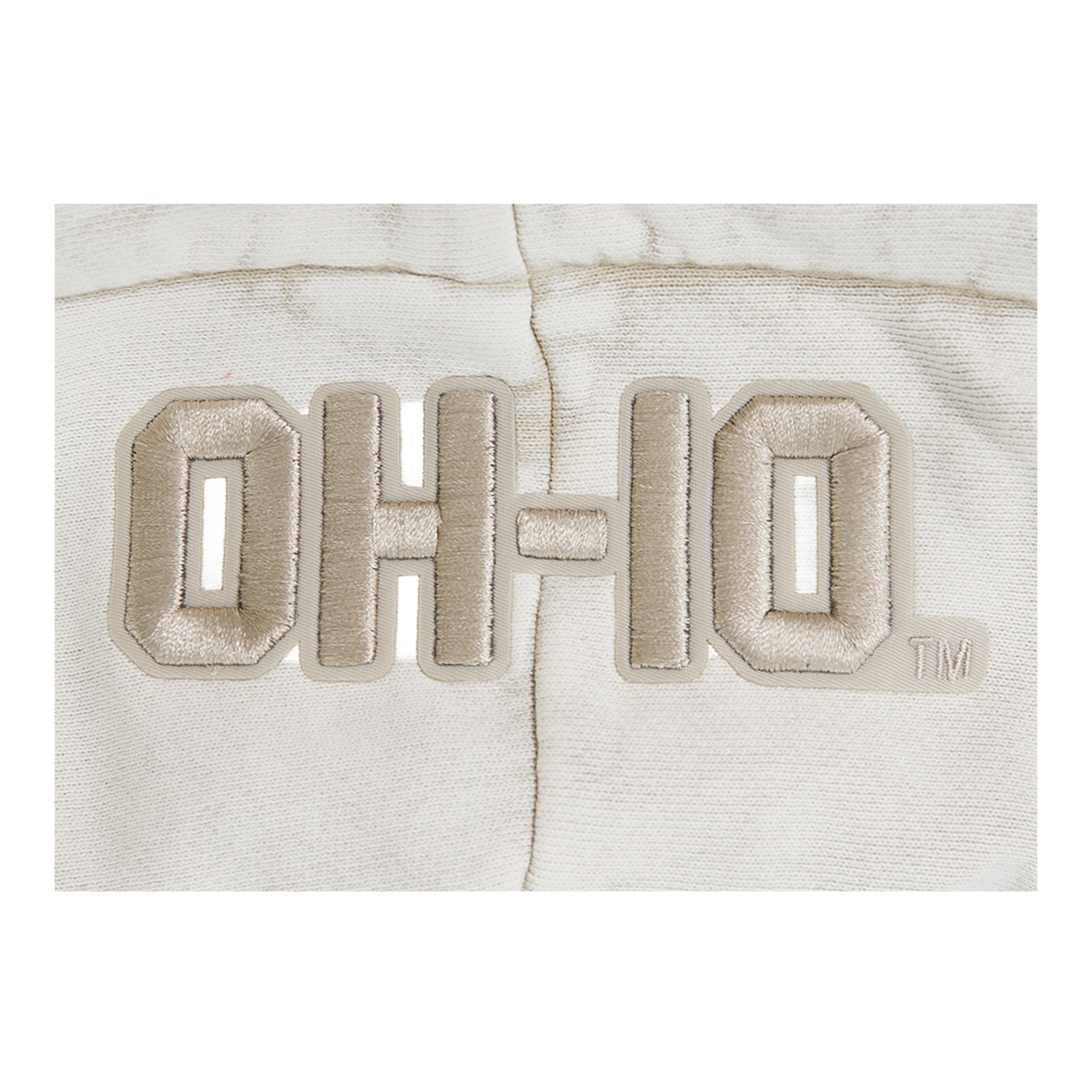Ladies Ohio State Buckeyes Prostandard Washed Primary Logo Cropped Sweatshirt In Cream - Patch  View