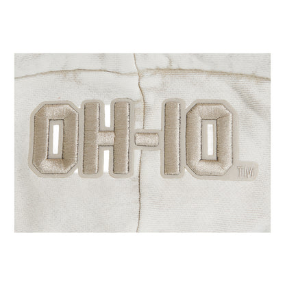 Ladies Ohio State Buckeyes Prostandard Washed Primary Logo Cropped Sweatshirt In Cream - Patch  View