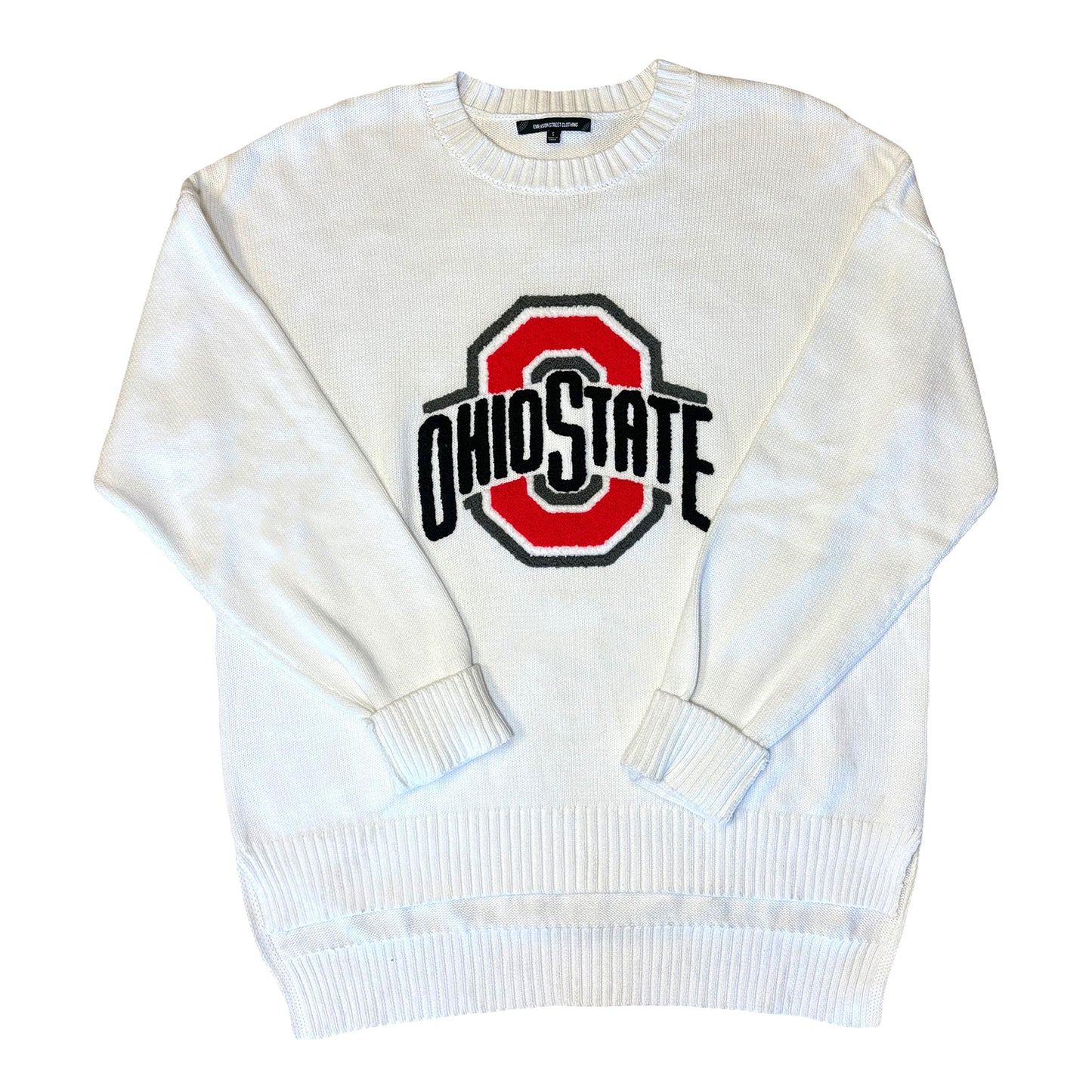 Ladies Ohio State Buckeyes Emerson St. Clothing Sweater In White - Front View