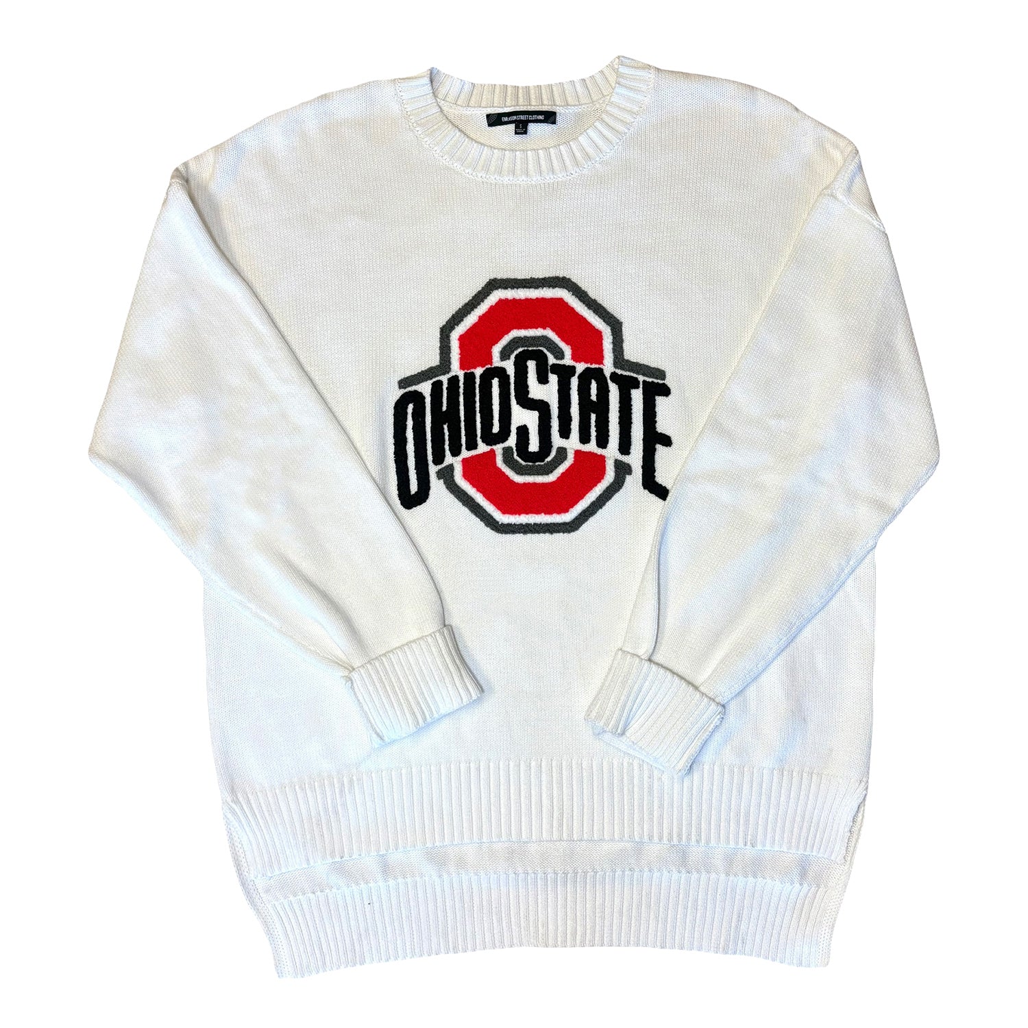 Ladies Ohio State Buckeyes Emerson St. Clothing Sweater In White - Front View