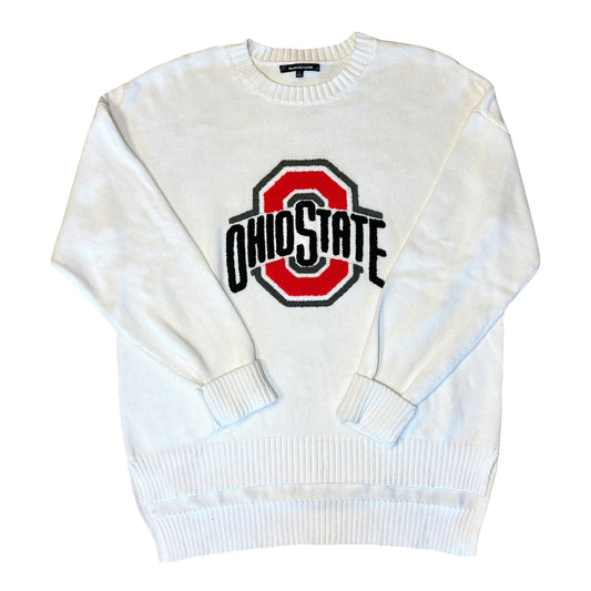 Ladies Ohio State Buckeyes Emerson St. Clothing Sweater In White - Front View