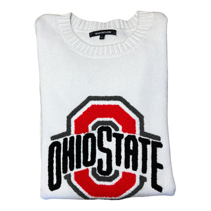 Ladies Ohio State Buckeyes Emerson St. Clothing Sweater In White - Graphic View