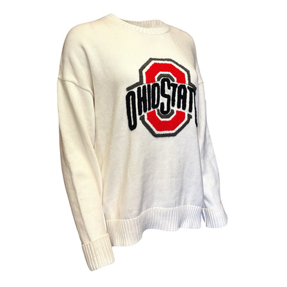 Ladies Ohio State Buckeyes Emerson St. Clothing Sweater In White - Side View