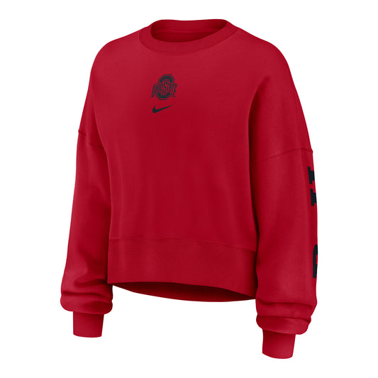 Ladies Ohio State Buckeyes Nike Phoenix Crewneck - Front View