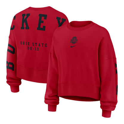 Ladies Ohio State Buckeyes Nike Phoenix Crewneck - Full View