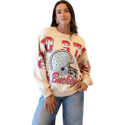 Ladies Ohio State Buckeyes Helmet Crewneck