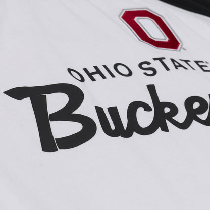 Ladies Ohio State Buckeyes M&N Head Coach Raglan Sweatshirt - Close Up